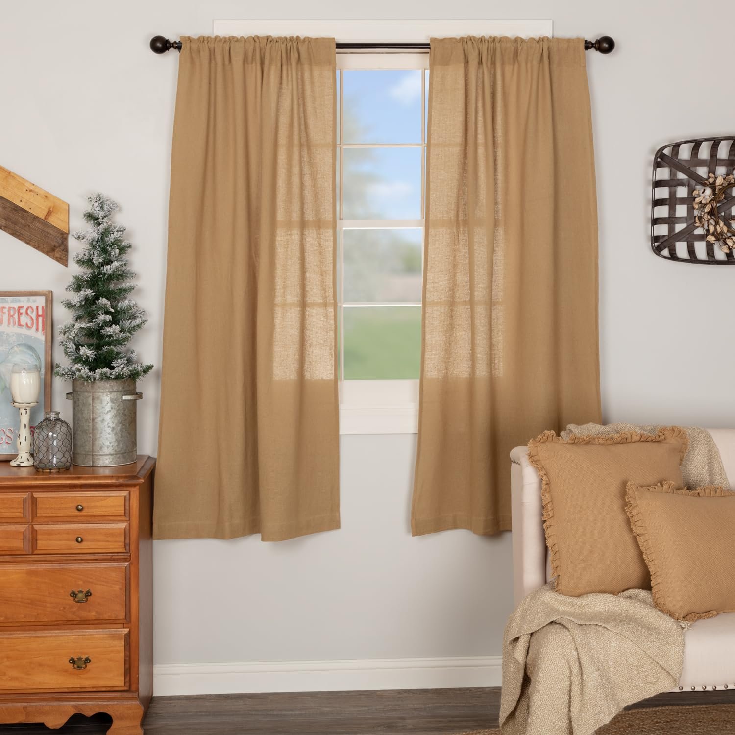 71R5LDi6-qL.jpg VHC Brands Burlap Farmhouse Curtains - Image 1