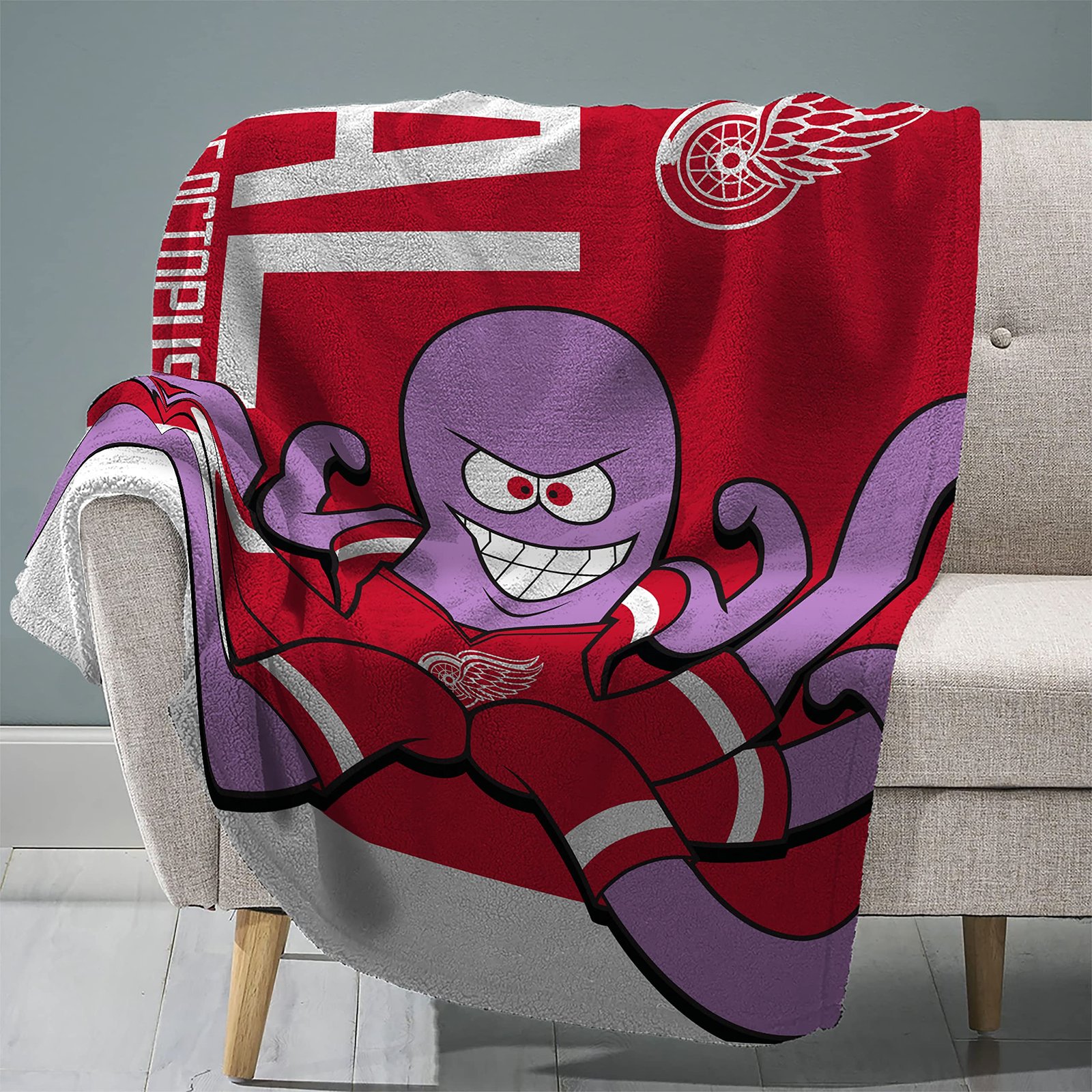 91rNERmhpYL.jpg Detroit Red Wings Plush Blanket - Image 1