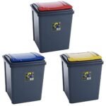 3-Pack 50L Plastic Recycling Bins